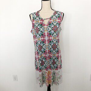 ISLE by Melis Kozan Sleeveless Colorful Mosaic Shift Dress Womens Medium